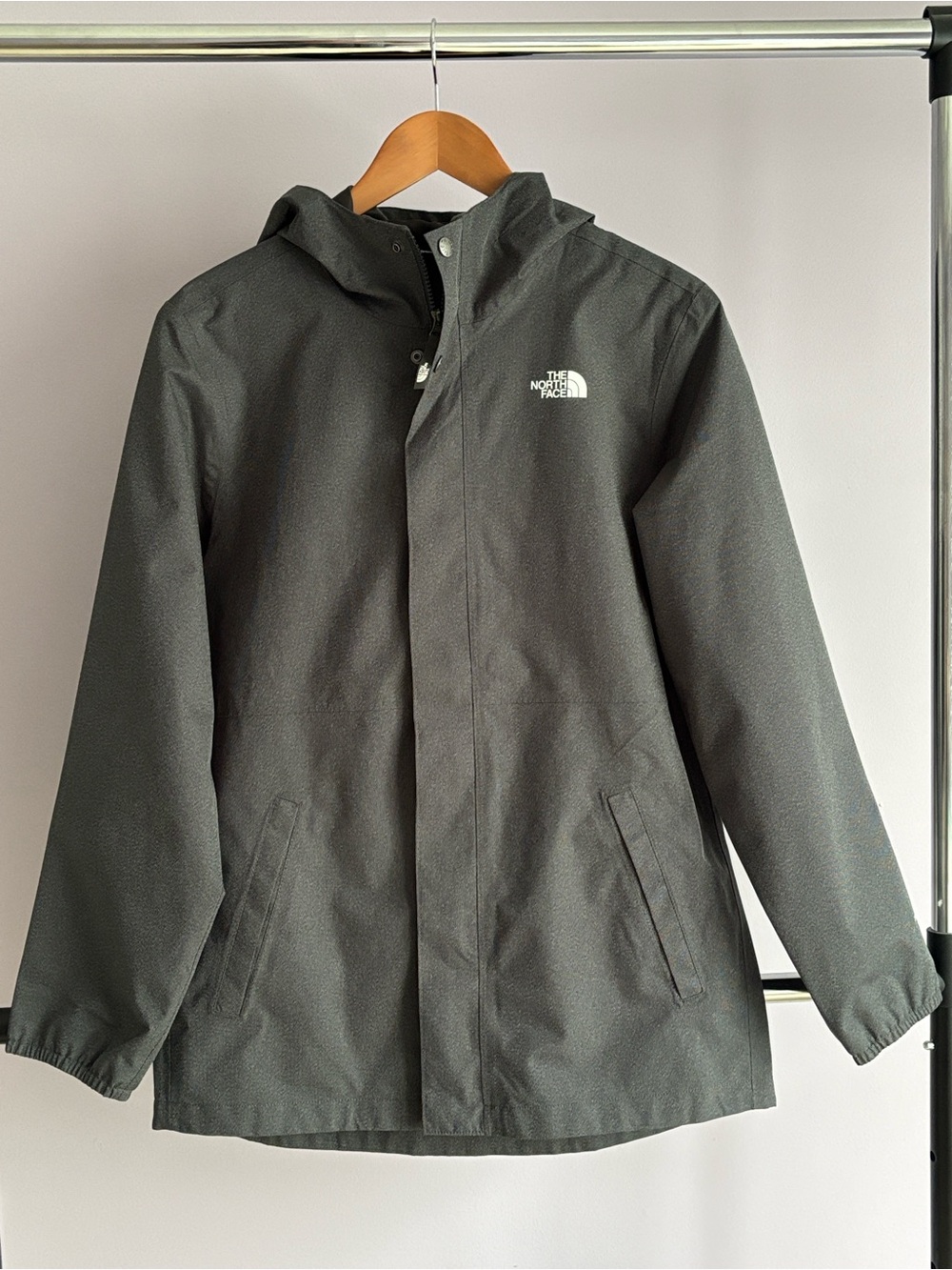The North Face Gray Hooded Lightweight Jacket with White Logo